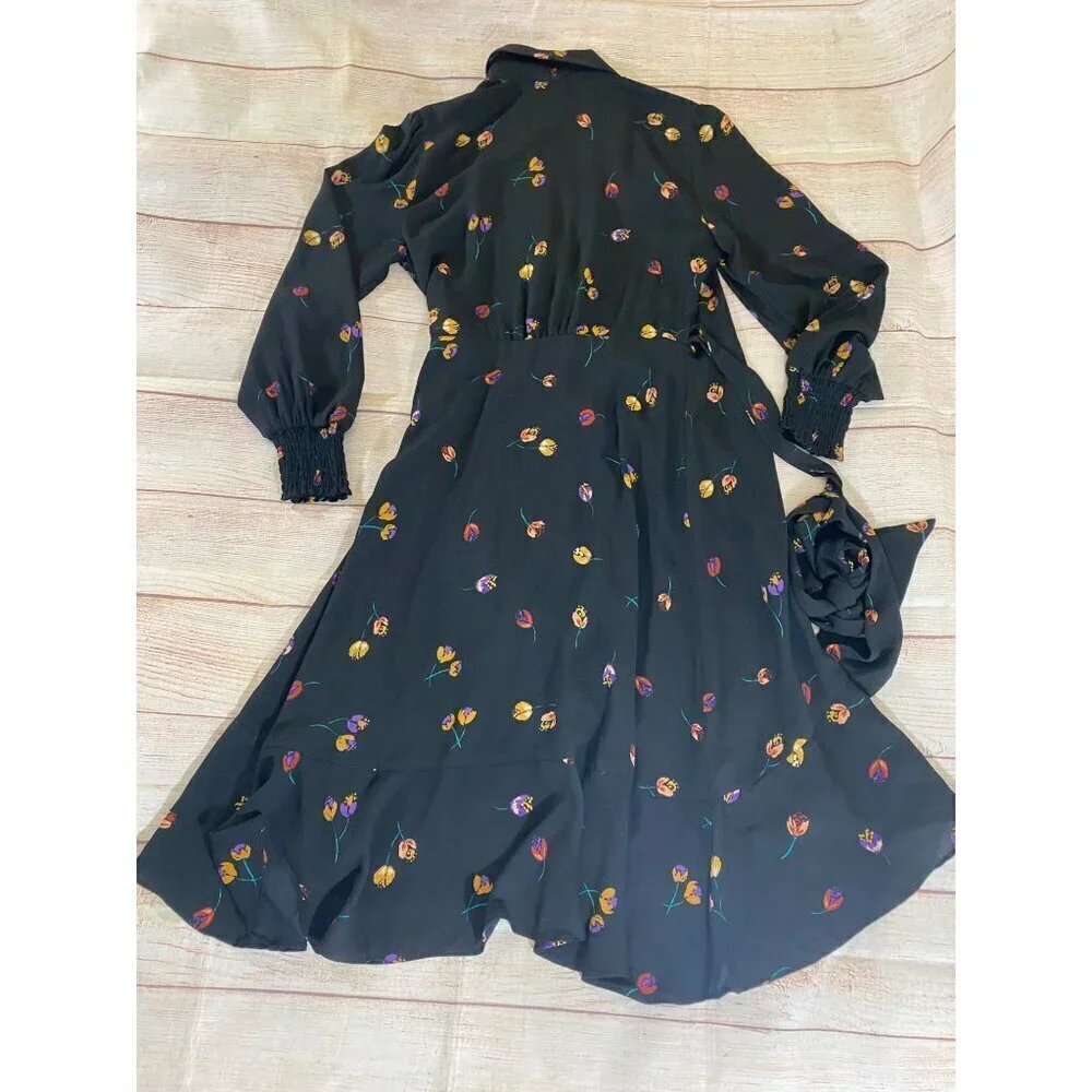 Cabi Women's Black Long Sleeve Floral Divine Dress Fall 2022 - Medium - Picture 13 of 14